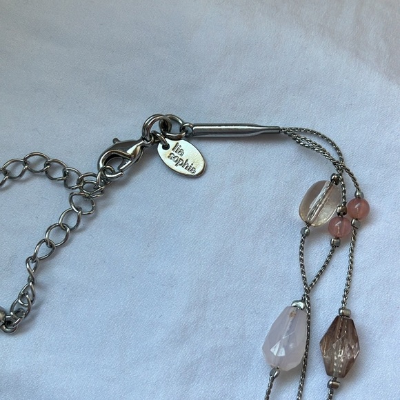 Lia Sophia- 3 tier bronze/clear/cream/chocolate colored beads- Necklace - Picture 2 of 7